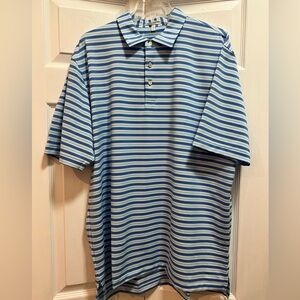 Peter Millar polo golf shirt blue striped excellent, summer comfort xl